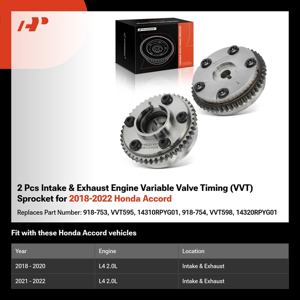 2 Pcs Intake & Exhaust Engine Variable Valve Timing (VVT) Sprocket for 2018-2022 Honda Accord