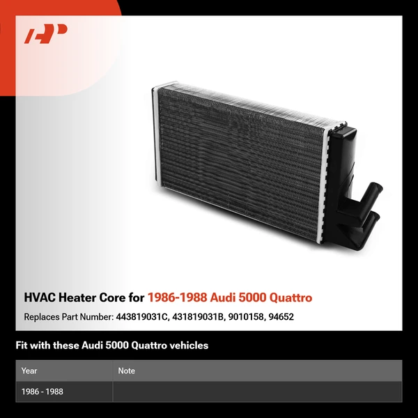 HVAC Heater Core for 1986-1988 Audi 5000 Quattro