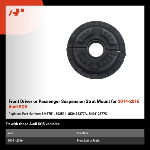 Front Driver or Passenger Suspension Strut Mount for 2014-2016 Audi SQ5