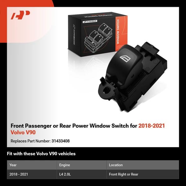 Front Passenger or Rear Power Window Switch for 2018-2021 Volvo V90