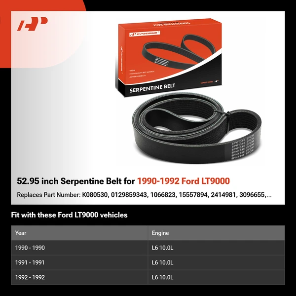 52.95 inch Serpentine Belt for 1990-1992 Ford LT9000