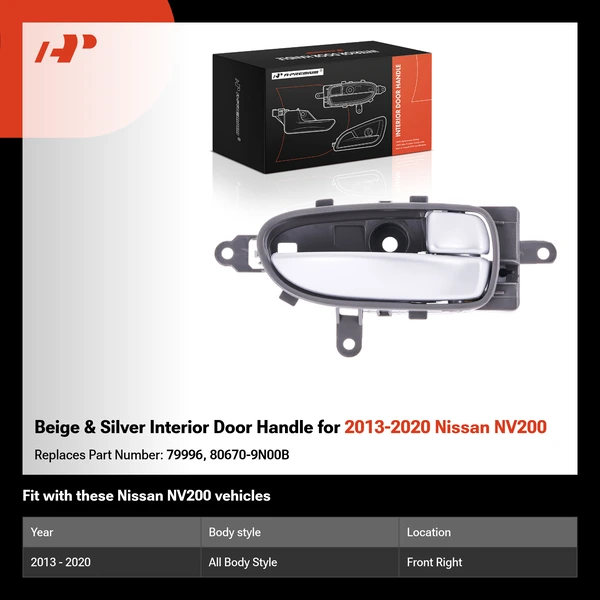 Beige & Silver Interior Door Handle for 2013-2020 Nissan NV200