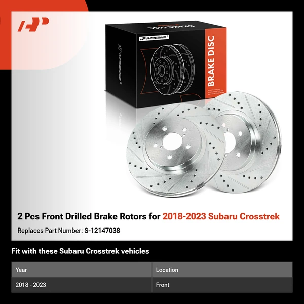 2 Pcs Front Drilled Brake Rotors for 2018-2023 Subaru Crosstrek