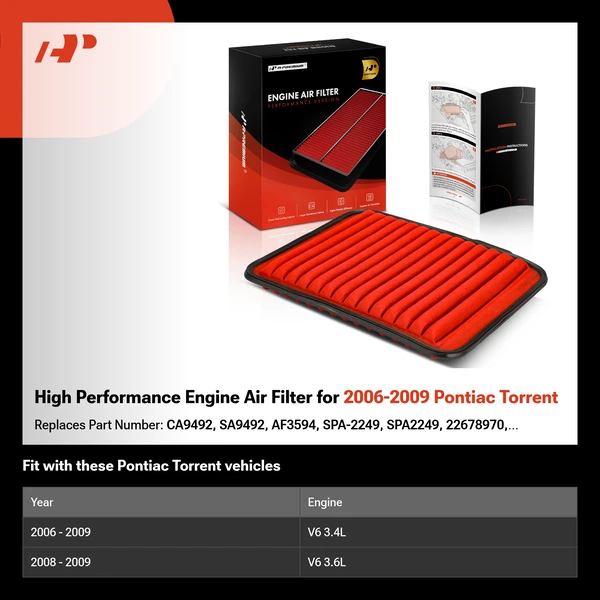 High Performance Engine Air Filter for 2006-2009 Pontiac Torrent