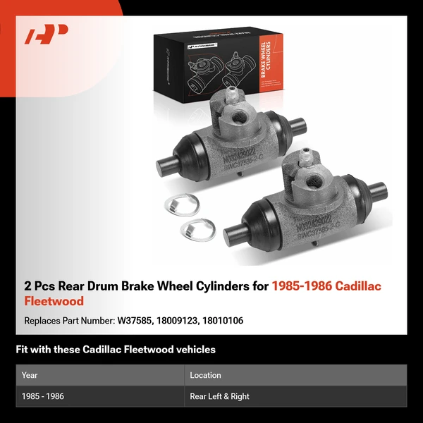 2 Pcs Rear Drum Brake Wheel Cylinders for 1985-1986 Cadillac Fleetwood