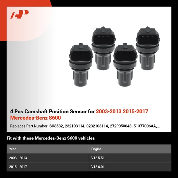 4 Pcs Camshaft Position Sensor for 2003-2013 2015-2017 Mercedes-Benz S600