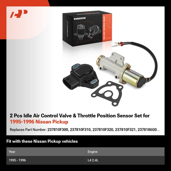 2 Pcs Idle Air Control Valve & Throttle Position Sensor Set for 1995-1996 Nissan Pickup