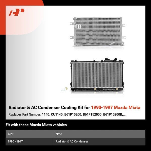 Radiator & AC Condenser Cooling Kit for 1990-1997 Mazda Miata