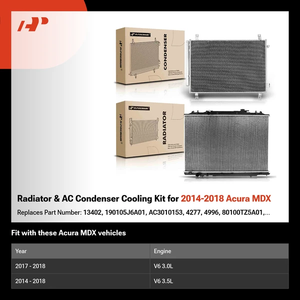 Radiator & AC Condenser Cooling Kit for 2014-2018 Acura MDX