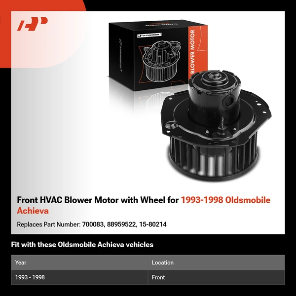 Front HVAC Blower Motor with Wheel for 1993-1998 Oldsmobile Achieva