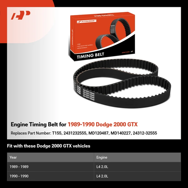 Engine Timing Belt for 1989-1990 Dodge 2000 GTX