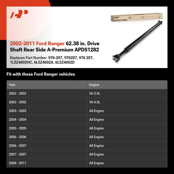 2002-2011 Ford Ranger 62.38 in. Drive Shaft Rear Side A-Premium APDS1282