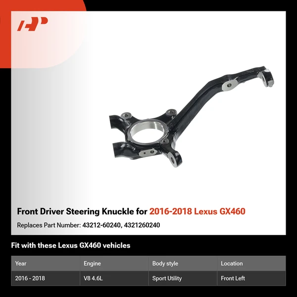 Front Driver Steering Knuckle for 2016-2018 Lexus GX460