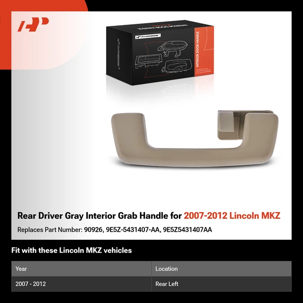 Rear Driver Gray Interior Grab Handle for 2007-2012 Lincoln MKZ