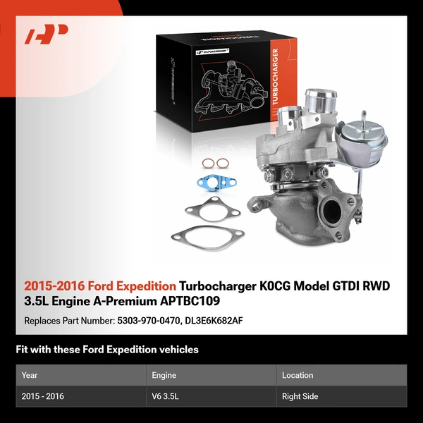 2015-2016 Ford Expedition Turbocharger K0CG Model GTDI RWD 3.5L Engine A-Premium APTBC109