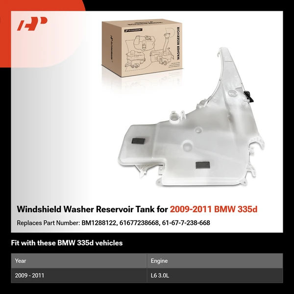 Windshield Washer Reservoir Tank for 2009-2011 BMW 335d