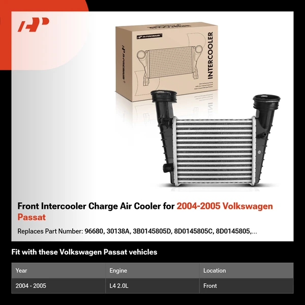 Front Intercooler Charge Air Cooler for 2004-2005 Volkswagen Passat