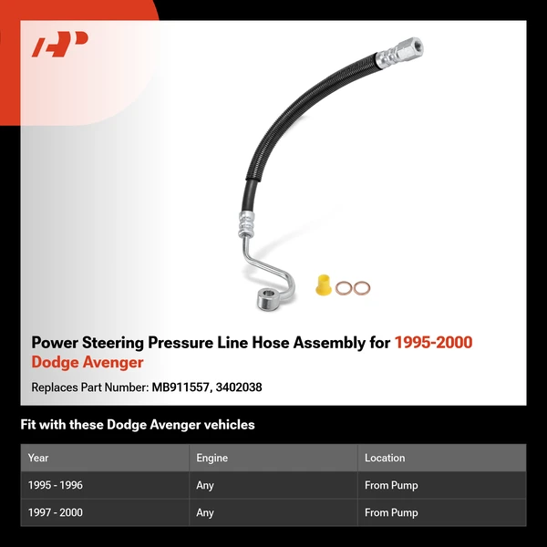 Power Steering Pressure Line Hose Assembly for 1995-2000 Dodge Avenger