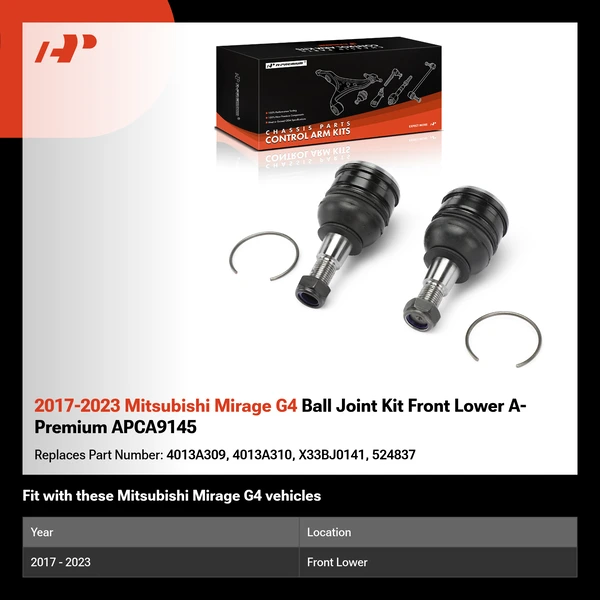 2017-2023 Mitsubishi Mirage G4 Ball Joint Kit Front Lower A-Premium APCA9145