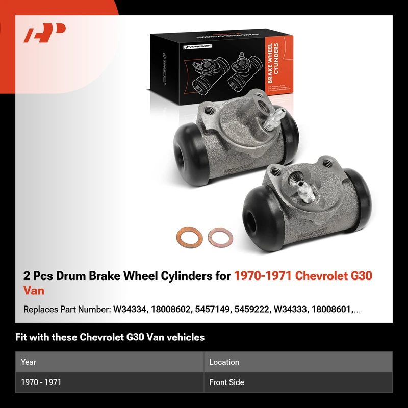 2 Pcs Drum Brake Wheel Cylinders for 1970-1971 Chevrolet G30 Van