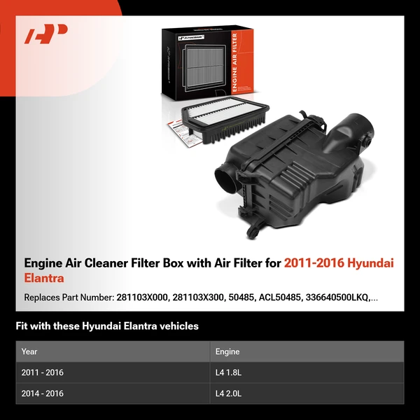 Engine Air Cleaner Filter Box with Air Filter for 2011-2016 Hyundai Elantra