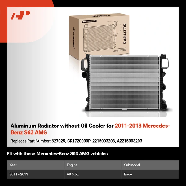 Aluminum Radiator without Oil Cooler for 2011-2013 Mercedes-Benz S63 AMG