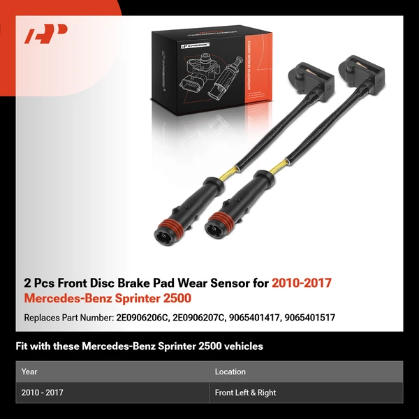 2 Pcs Front Disc Brake Pad Wear Sensor for 2010-2017 Mercedes-Benz Sprinter 2500