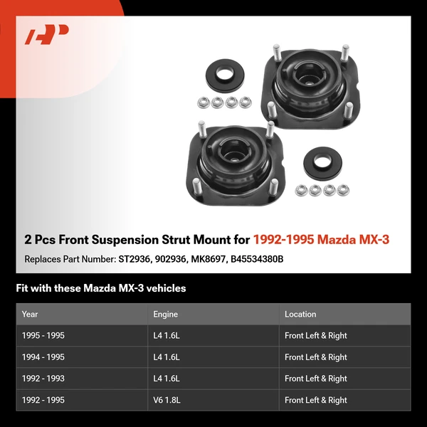 2 Pcs Front Suspension Strut Mount for 1992-1995 Mazda MX-3