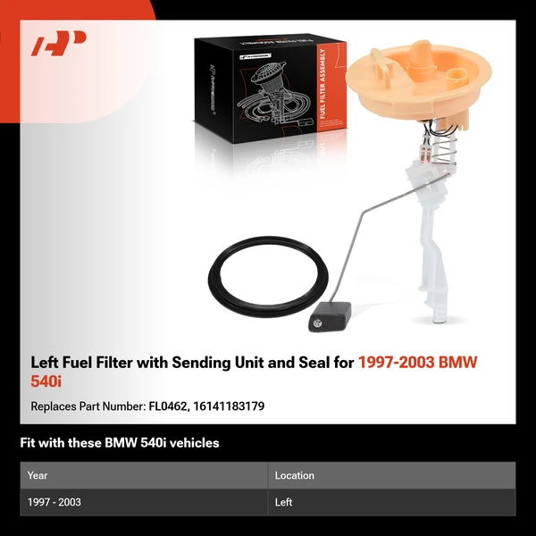 Left Fuel Filter with Sending Unit and Seal for 1997-2003 BMW 540i