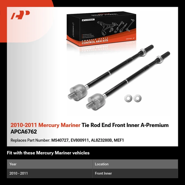 2010-2011 Mercury Mariner Tie Rod End Front Inner A-Premium APCA6762