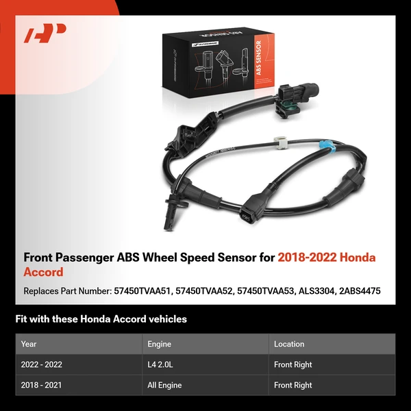 Front Passenger ABS Wheel Speed Sensor for 2018-2022 Honda Accord