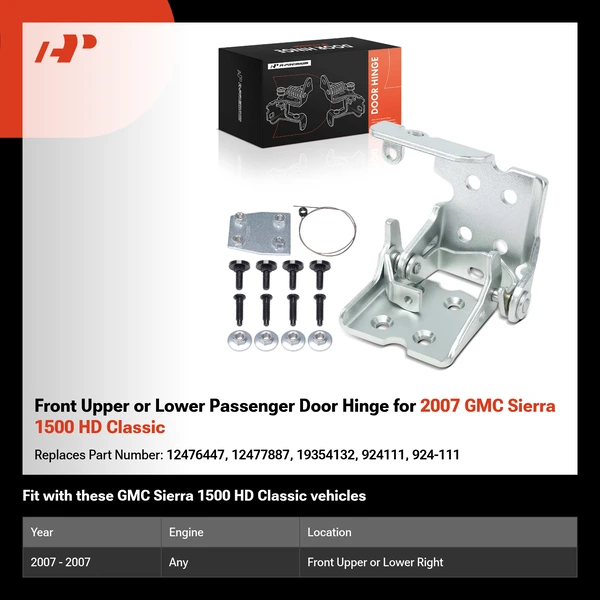 Front Upper or Lower Passenger Door Hinge for 2007 GMC Sierra 1500 HD Classic