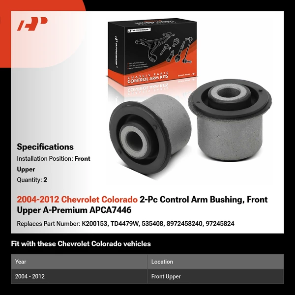 2004-2012 Chevrolet Colorado 2-Pc Control Arm Bushing, Front Upper A-Premium APCA7446
