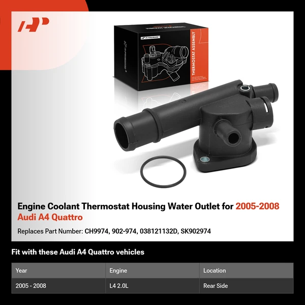 Engine Coolant Thermostat Housing Water Outlet for 2005-2008 Audi A4 Quattro