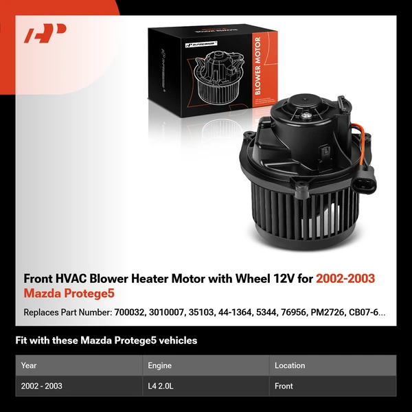 Front HVAC Blower Heater Motor with Wheel 12V for 2002-2003 Mazda Protege5