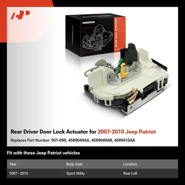 Rear Driver Door Lock Actuator for 2007-2010 Jeep Patriot