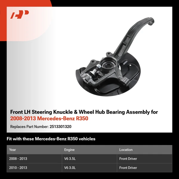 Front LH Steering Knuckle & Wheel Hub Bearing Assembly for 2008-2013 Mercedes-Benz R350
