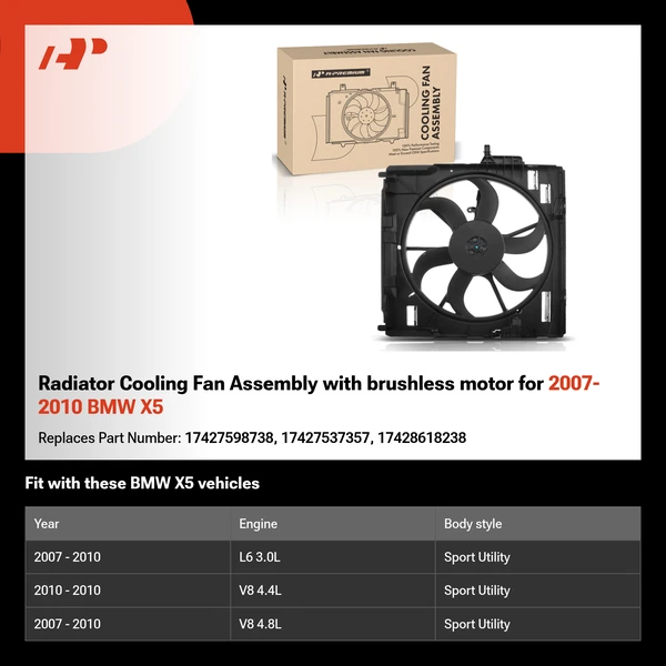 Radiator Cooling Fan Assembly with brushless motor for 2007-2010 BMW X5