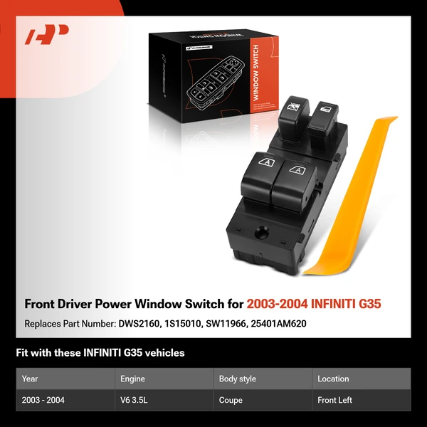 Front Driver Power Window Switch for 2003-2004 INFINITI G35