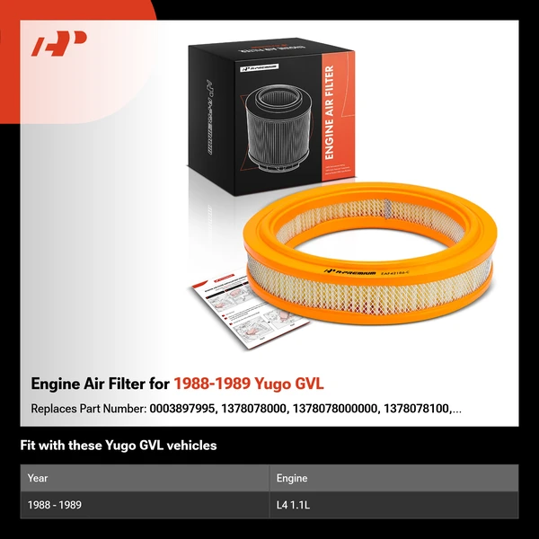 Engine Air Filter for 1988-1989 Yugo GVL