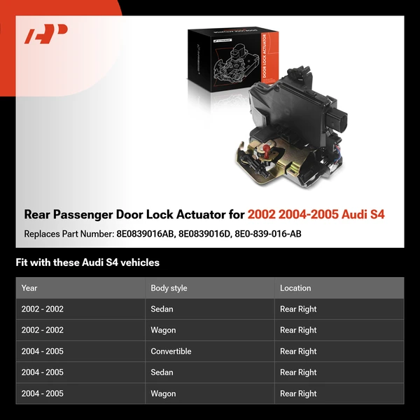Rear Passenger Door Lock Actuator for 2002 2004-2005 Audi S4