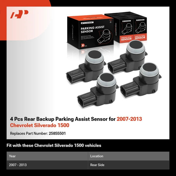 4 Pcs Rear Backup Parking Assist Sensor for 2007-2013 Chevrolet Silverado 1500