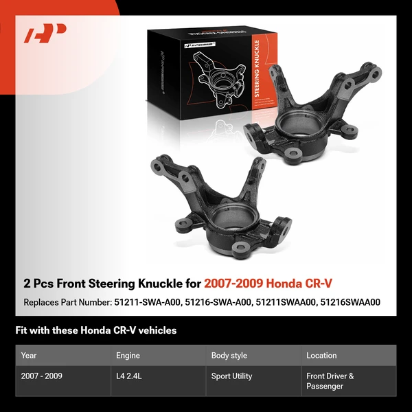 2 Pcs Front Steering Knuckle for 2007-2009 Honda CR-V