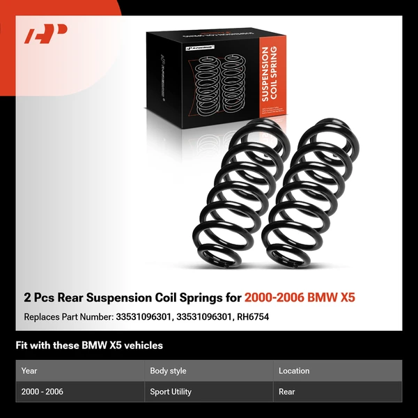 2 Pcs Rear Suspension Coil Springs for 2000-2006 BMW X5