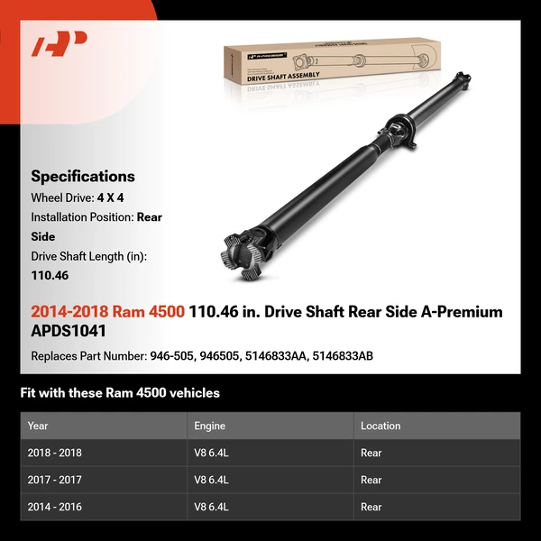 2014-2018 Ram 4500 110.46 in. Drive Shaft Rear Side A-Premium APDS1041