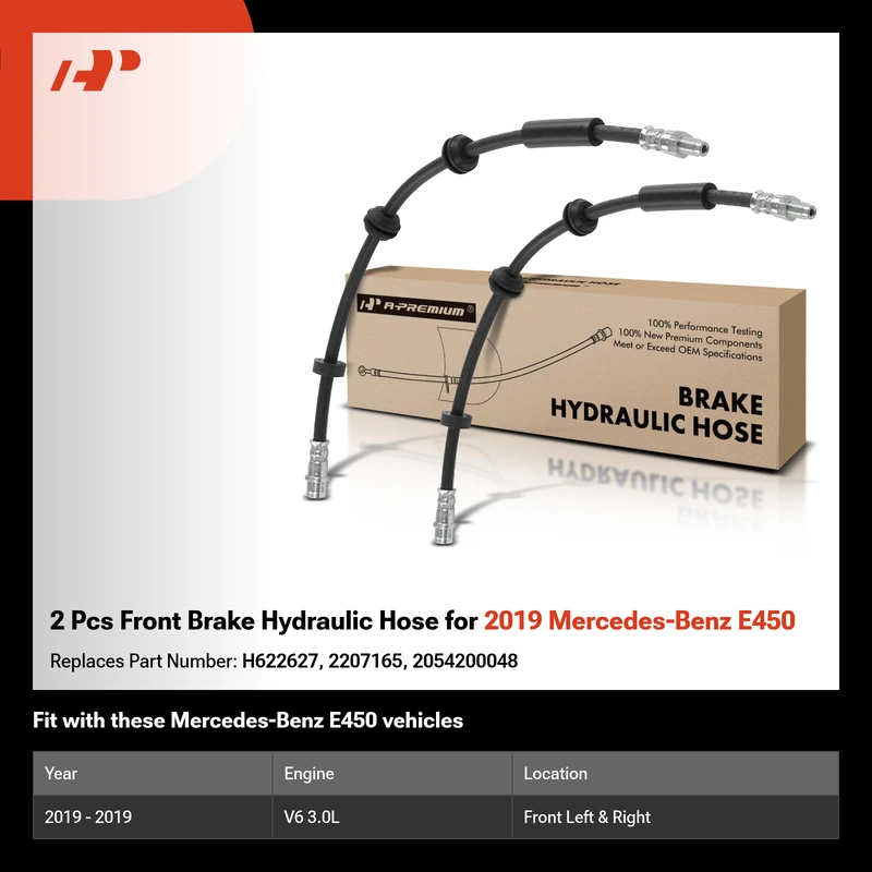 2 Pcs Front Brake Hydraulic Hose for 2019 Mercedes-Benz E450