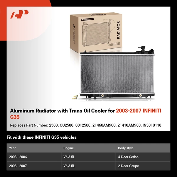 Aluminum Radiator with Trans Oil Cooler for 2003-2007 INFINITI G35