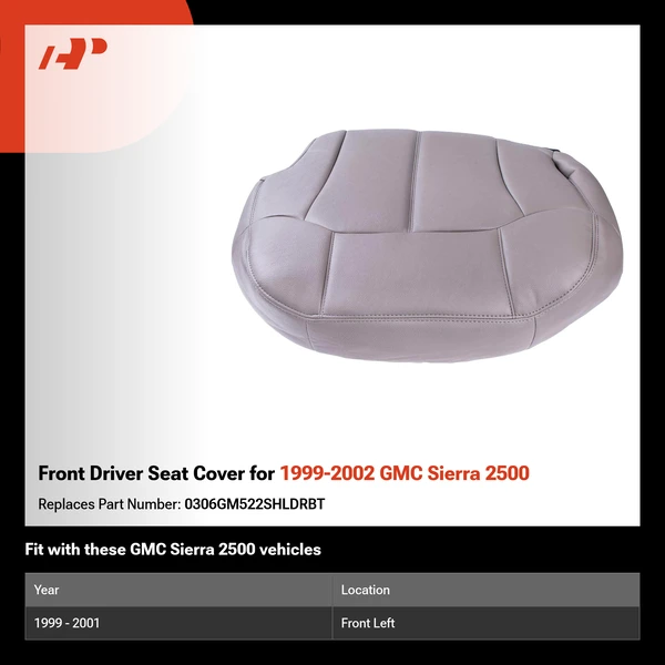Front Driver Seat Cover for 1999-2002 GMC Sierra 2500