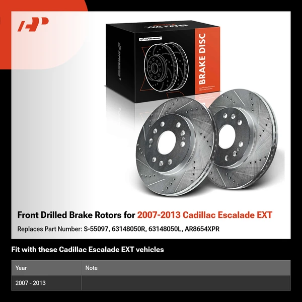 Front Drilled Brake Rotors for 2007-2013 Cadillac Escalade EXT