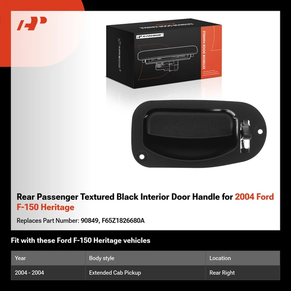 Rear Passenger Textured Black Interior Door Handle for 2004 Ford F-150 Heritage